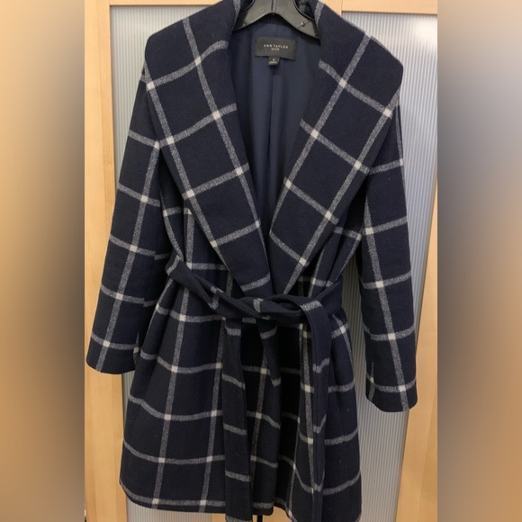Ann Taylor wool blend windowpane coat Size MP - Picture 11 of 16